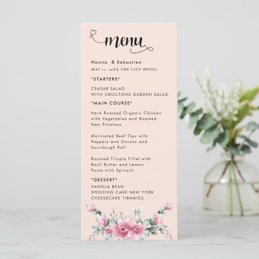 Fall Floral  Wedding Menu (Debout devant)