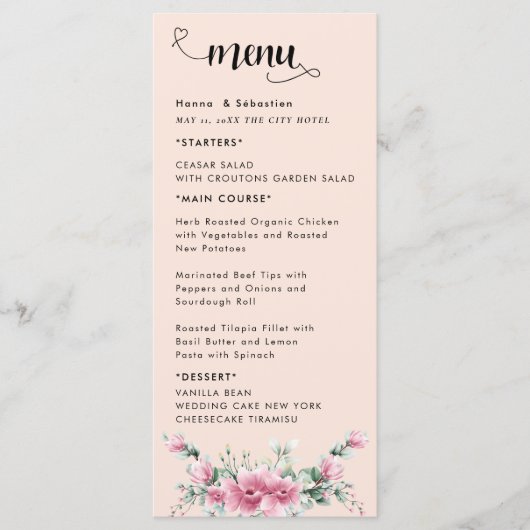 Fall Floral  Wedding Menu (Devant)
