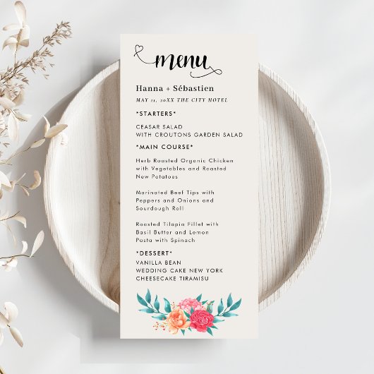Fall Floral Wedding Menu