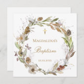 fall flowers wreath Baptism Invitation Kaart (Voorkant / Achterkant)