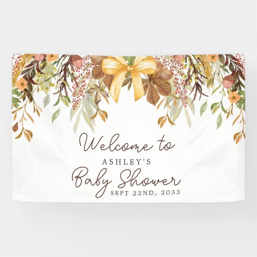 Fall Foliage Floral Baby Shower Welcome Spandoek (Horizontaal)