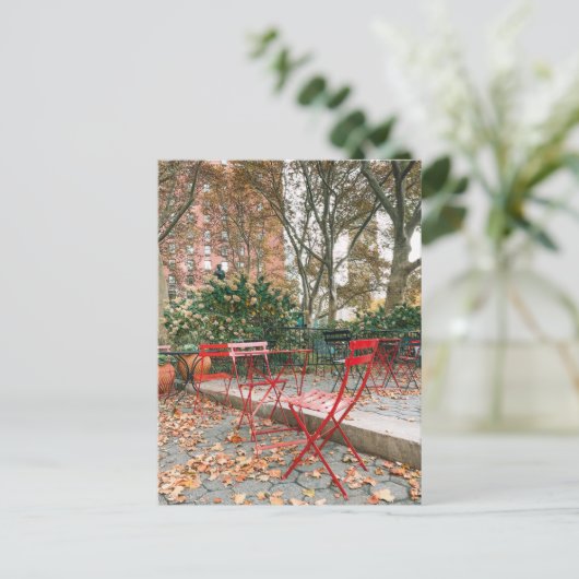 Fall Foliage New York City Cafe Park Carte postale (Debout devant)