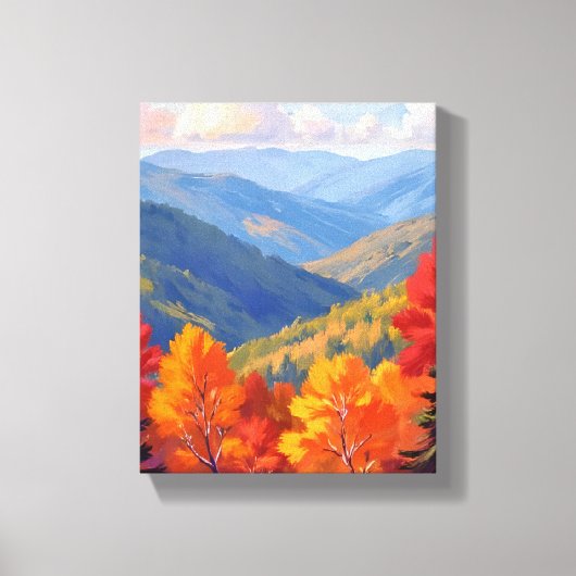 Fall Foliage | Watercolor Mountain Landscape Canvas Afdruk (Voorkant)