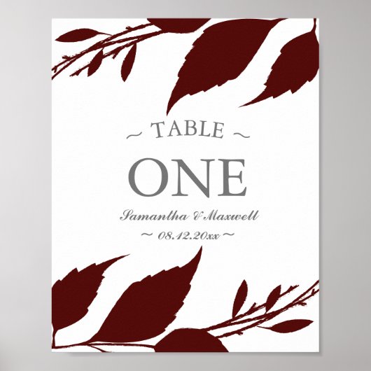 Fall Folift Bourgogne Feuilles Numéro de tableau (Devant)