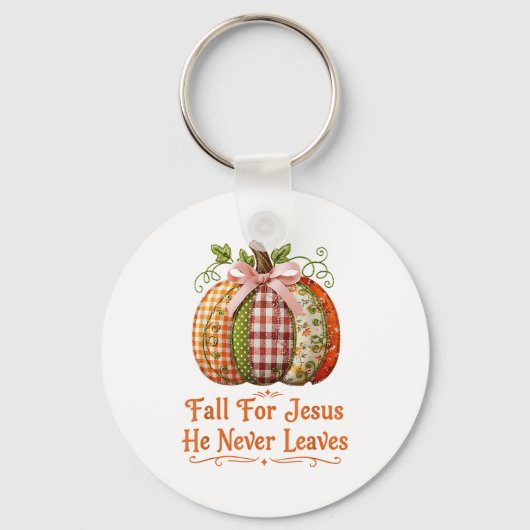 Fall For Jesus He Never Leaves Pumpkin Patchwork C Sleutelhanger (Voorkant)
