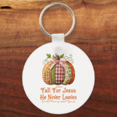 Fall For Jesus He Never Leaves Pumpkin Patchwork C Sleutelhanger (Voorkant)
