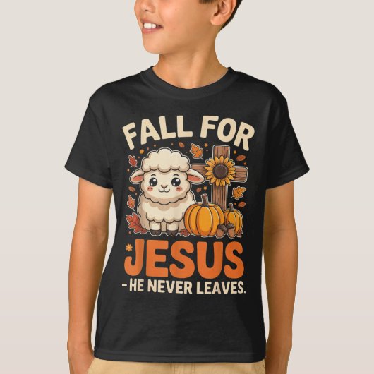 Fall For Jesus He Never Leaves Sheep Christian Aut T-shirt (Voorkant)