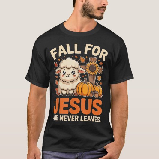 Fall For Jesus He Never Leaves Sheep Christian Aut T-shirt (Voorkant)