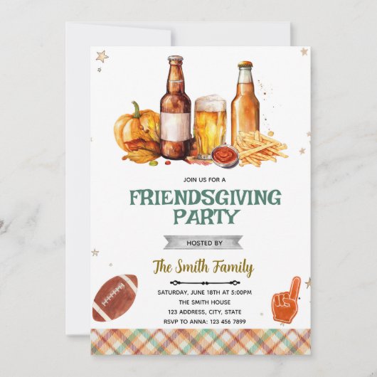 Fall Friends Food and Football invitation (Devant)