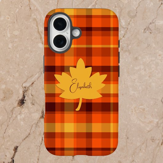 Fall Geometric Orange Plaid Iphone 16 case