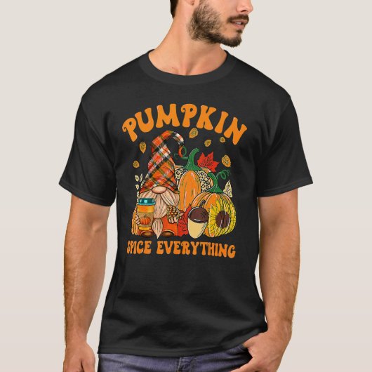Fall Gnome Pumpkin Spice Everything Cute Gnome Hal T-shirt (Voorkant)