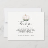 Fall Greenery White Citrouille Merci Cartes de not (Devant)