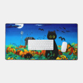 Fall Halloween Black Cats Moon Pumpkins Bureaumat (Keyboard & Muis)