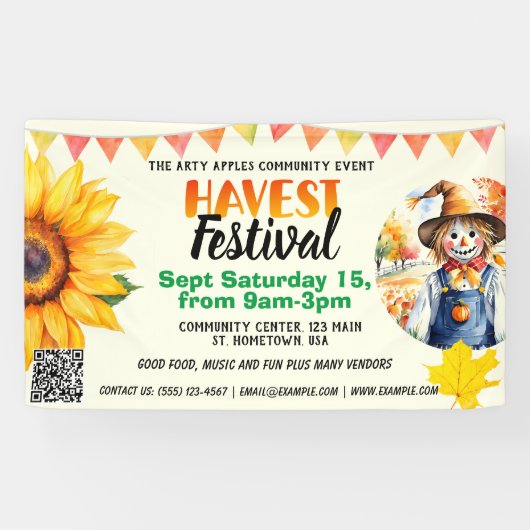 Fall Harvest Festival qr-code Spandoek (Horizontaal)