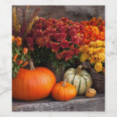 Fall Harvest Tablescape - Autumn Pumpkins Flowers Wijn Etiket (Enkel label)