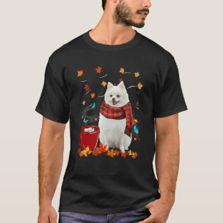 Fall Hot Chocolate White Pomeranian T-shirt