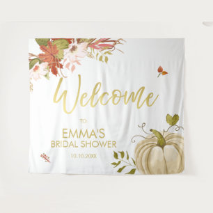 Fall in Love Achtergrond Banner Herfst Goud Pompoe Wandkleed