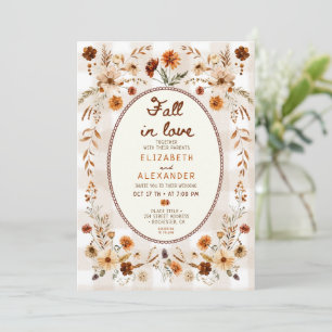 Fall in love bloemrijke rustieke boho trouwkaart kaart