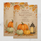 Fall in Love Blue Pumpkin Baby Shower Kaart (Voorkant / Achterkant)