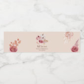 Fall In Love Boho Pink Pumpkin Bridal Shower Waterfles Etiket (Enkel label)