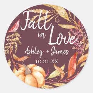 Fall in Love Bourgondië Trouw Monogram Ronde Sticker
