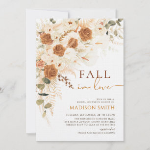 Fall In Love Bruidsdouche Terracotta Boho Bloemen Kaart