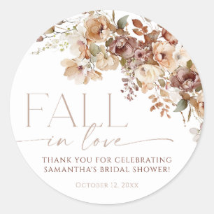 Fall in Love bruidsfeest bloemen bruin neutraal Ronde Sticker
