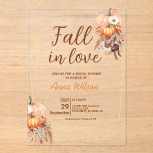 Fall in Love Bruidsfeest Pampas Gras Bloemen Acryl Uitnodigingen