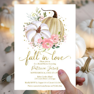 Fall In Love Bruidsfeest Pompoen Bloemen Kaart