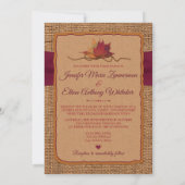 Fall in Love Burlap, Faire-part de mariage Feuille (Dos)
