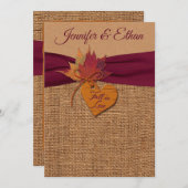 Fall in Love Burlap, Faire-part de mariage Feuille (Devant / Derrière)