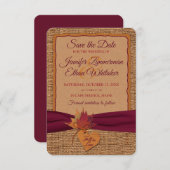 Fall in Love Burlap, Feuilles Save the Date (small (Devant / Derrière)