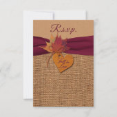 Fall in Love Burlap, Mariage Feuille RSVP (Devant)