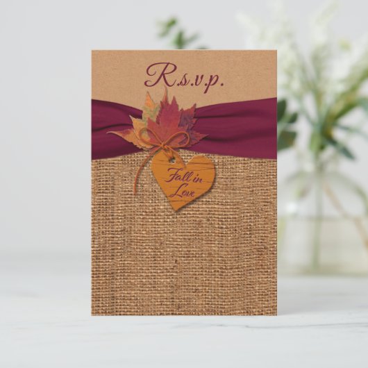 Fall in Love Burlap, Mariage Feuille RSVP (Debout devant)