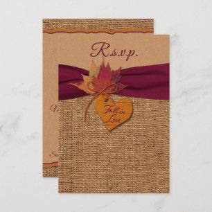 Fall in Love Burlap, Mariage Feuille RSVP