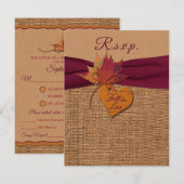 Fall in Love Burlap, mariage Feuille RSVP avec rep (Devant / Derrière)