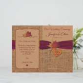 Fall in Love Burlap, Programme de mariage plié Feu (Debout devant)