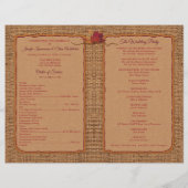 Fall in Love Burlap, Programme de mariage plié Feu (Dos)
