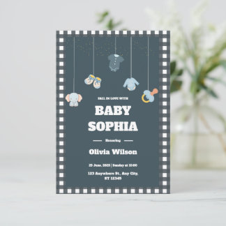 Fall in Love Clothesline Baby Shower Uitnodiging