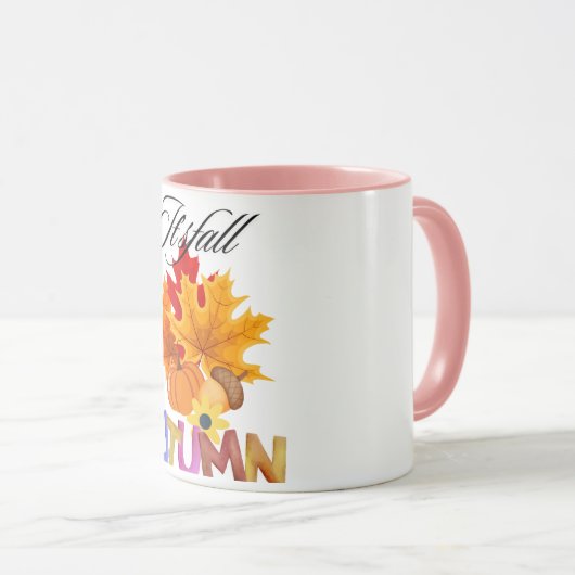 Fall in Love : Conception de Mug Citrouille & Feui (Devant droit)