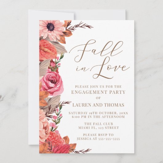 Fall In Love Engagement Invitation (Devant)