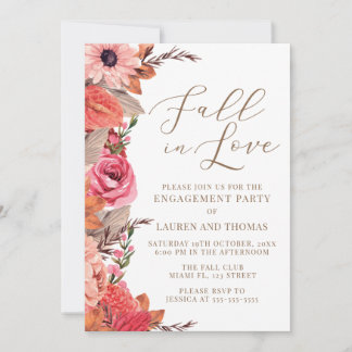 Fall In Love Engagement Invitation Kaart