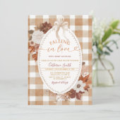 Fall in love Flowers Baby shower Gingham Kaart (Staand voorkant)
