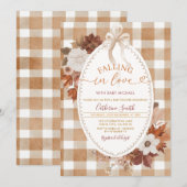 Fall in love Flowers Baby shower Gingham Kaart (Voorkant / Achterkant)