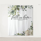 Fall In Love Groene Bruiloft Bridal Shower Achterg Wandkleed (Voorkant)