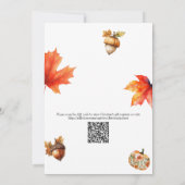 Fall in Love Maple Leaves Acorns Bridal Shower  Kaart (Achterkant)