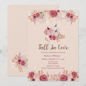 Fall In Love Pink Boho Bridal Shower Invitation Kaart (Voorkant / Achterkant)