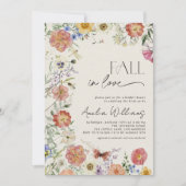 Fall In Love Pressed Wildflower Bridal Shower Kaart (Voorkant)
