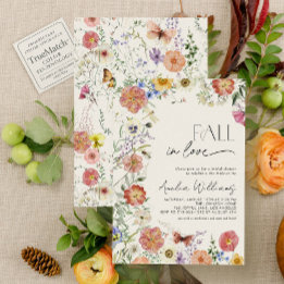 Fall In Love Pressed Wildflower Bridal Shower Kaart