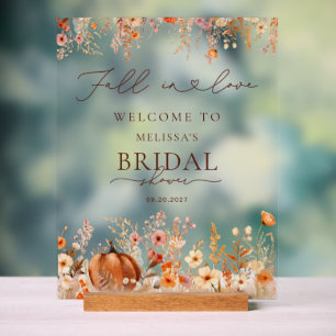 Fall in Love Pumpkin Bridal Shower Welcome Acryl Bord